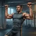 Homme musculeux effectuant un exercice de traction à la barre