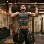Homme musclé effectuant un exercice de musculation en salle