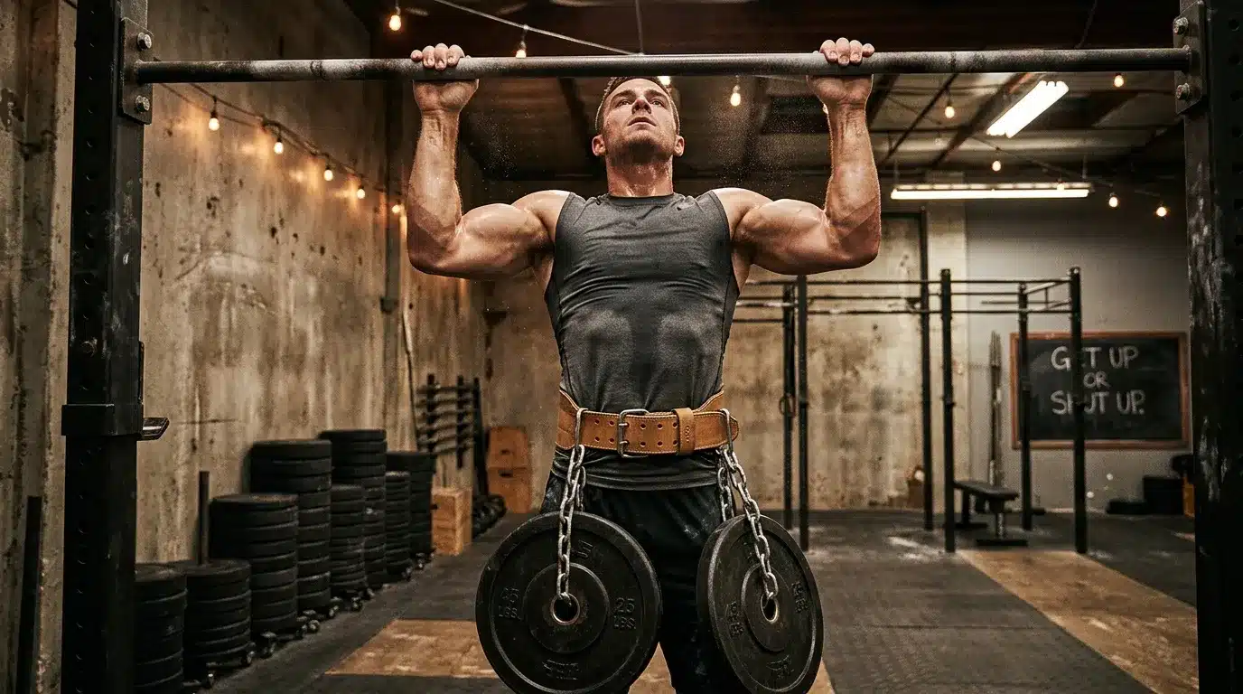Homme musclé effectuant un exercice de musculation en salle