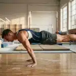 Homme effectuant une planche en salle de sport