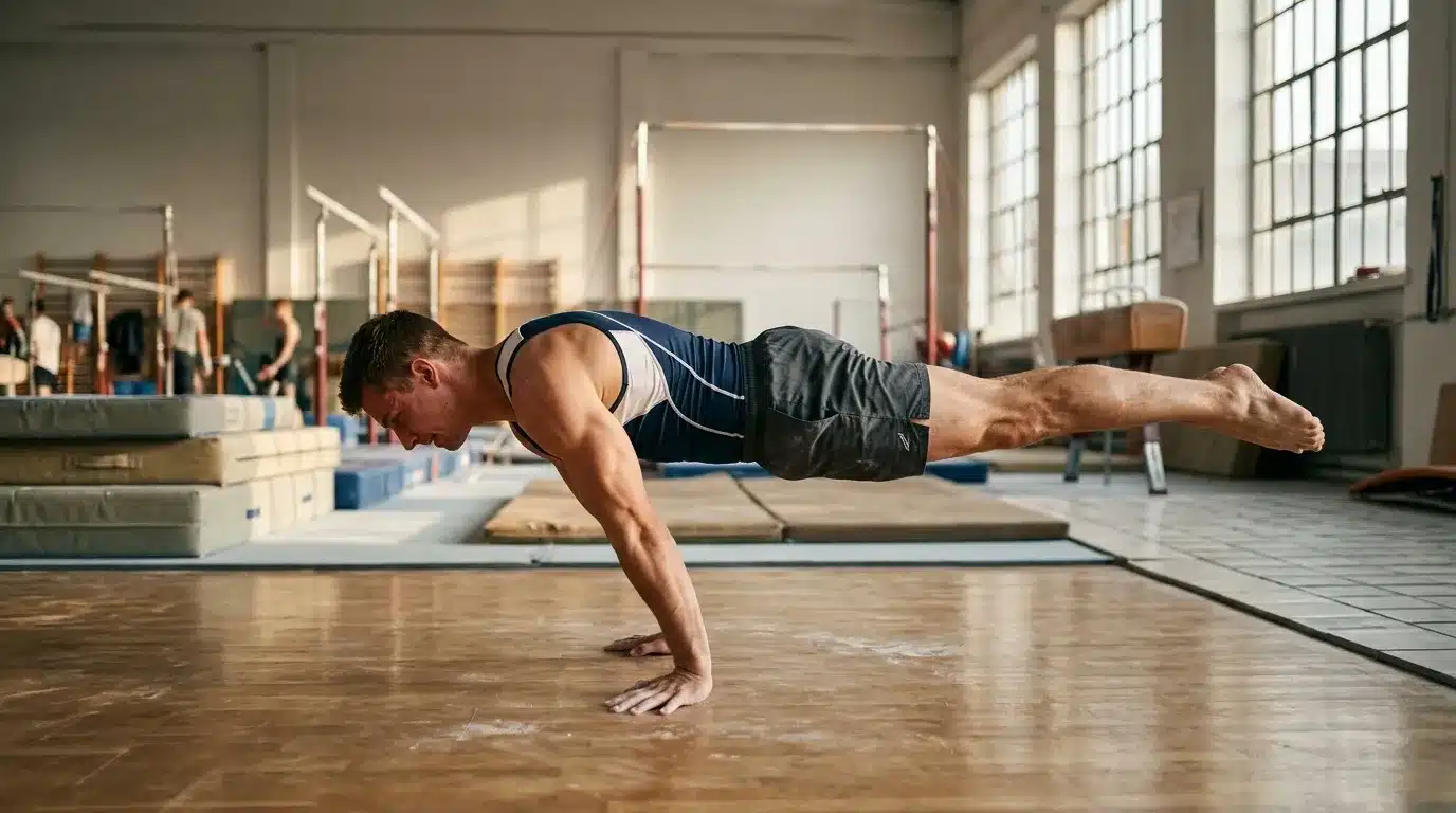 Homme effectuant une planche en salle de sport