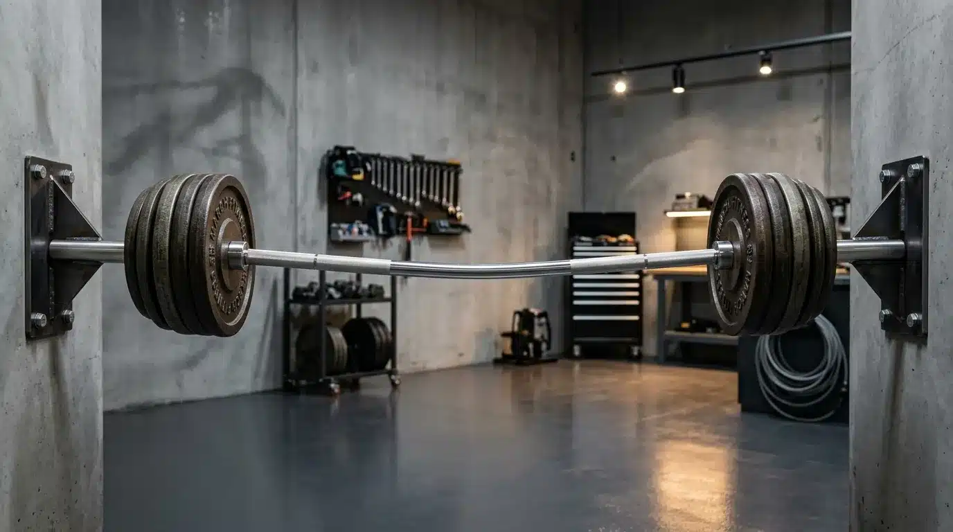 Barre d'haltères avec disques dans un gym moderne